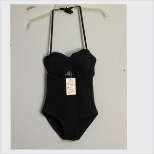 🏷️🖤NWT Halter Neck One-Piece Swimsuit w Cut Out Detail Size Medium